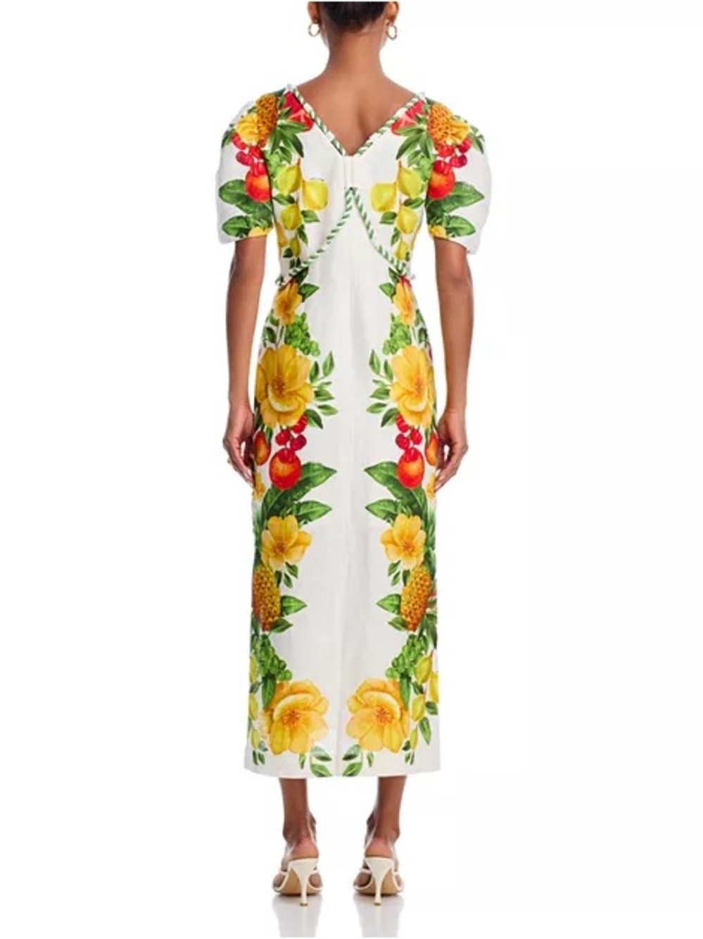 Farm Rio NWT White Multicolor Floral Fruit Linen Long Dress Size Large - Picture 5 of 13